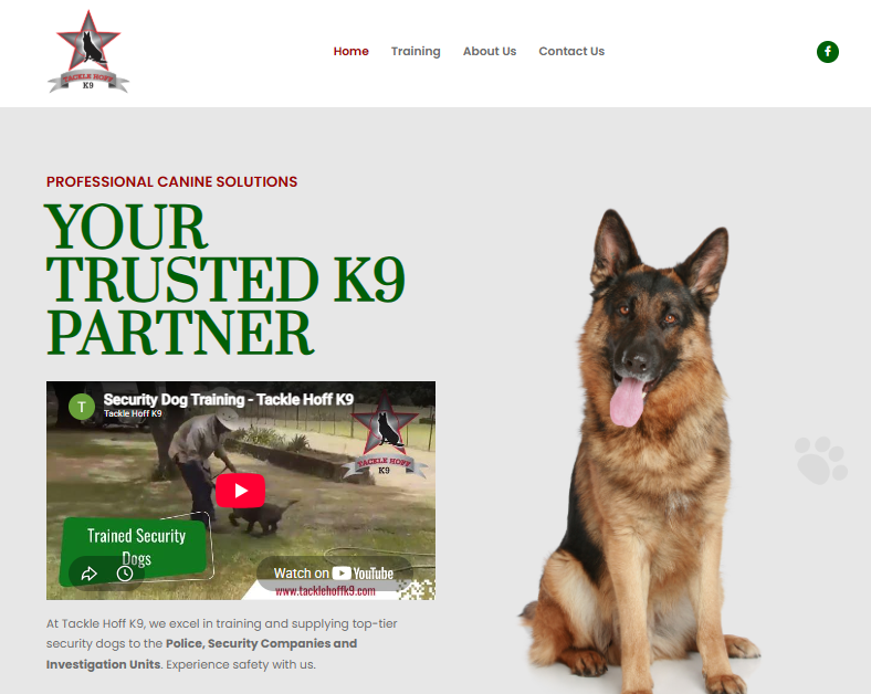 Tackle Hoff K9 website built by MEGA.africa